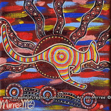 Movement of the Red Kangaroo Contemporary Aboriginal Art Original Painting by Mirree